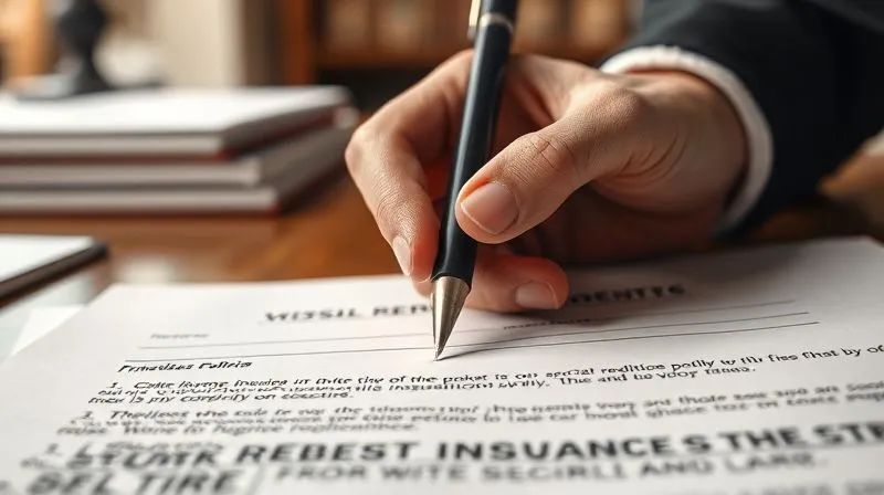 A highly detailed photorealistic image of a legal document or insurance policy for fine art, with specific clauses highlighted. A hand with a pen is poised over the document, suggesting careful review. The background is a blurred office setting. Professional photography, 8K, cinematic lighting, sharp focus, depth of field, shot on a high-end DSLR. A highly detailed photorealistic image of a legal document or insurance policy for fine art, with specific clauses highlighted. A hand with a pen is poised over the document, suggesting careful review. The background is a blurred office setting. Professional photography, 8K, cinematic lighting, sharp focus, depth of field, shot on a high-end DSLR.