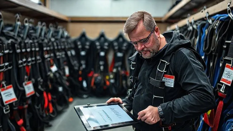 A photorealistic, professional photography, 8K, cinematic lighting, sharp focus, depth of field, shot on a high-end DSLR of a skydiving rig storage area, with several student rigs clearly tagged with 'DO NOT USE' labels, a focused dropzone manager reviewing a recall notice on a tablet in the foreground. The scene is orderly but conveys a sense of urgency. A photorealistic, professional photography, 8K, cinematic lighting, sharp focus, depth of field, shot on a high-end DSLR of a skydiving rig storage area, with several student rigs clearly tagged with 'DO NOT USE' labels, a focused dropzone manager reviewing a recall notice on a tablet in the foreground. The scene is orderly but conveys a sense of urgency.