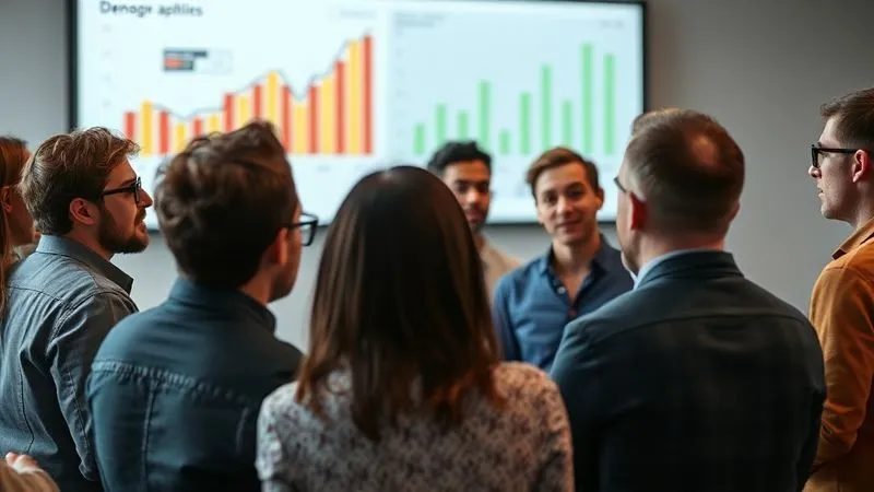 A photorealistic, professional photography, 8K, cinematic lighting, sharp focus, depth of field, shot on a high-end DSLR, of a diverse group of people engaged in a focus group discussion, looking thoughtful and interactive, with graphs and demographic data subtly projected in the background, symbolizing market research and audience analysis.