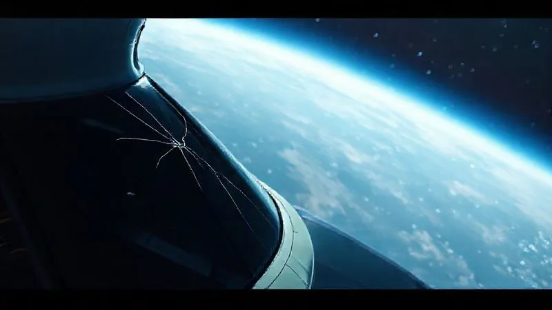photorealistic, professional photography, 8K, cinematic lighting, sharp focus, depth of field, shot on a high-end DSLR. A futuristic orbital hotel, sleek and pristine, with a subtle, almost invisible crack spreading across one of its panoramic windows, implying a micro-meteoroid impact. In the background, a faint cloud of sparkling debris trails, symbolizing the growing threat of orbital junk. The lighting casts dramatic shadows, emphasizing vulnerability. photorealistic, professional photography, 8K, cinematic lighting, sharp focus, depth of field, shot on a high-end DSLR. A futuristic orbital hotel, sleek and pristine, with a subtle, almost invisible crack spreading across one of its panoramic windows, implying a micro-meteoroid impact. In the background, a faint cloud of sparkling debris trails, symbolizing the growing threat of orbital junk. The lighting casts dramatic shadows, emphasizing vulnerability.
